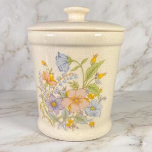 Vintage Alco Spring Floral Ceramic Crackle Glaze Canister Shabby Chic Farmhouse